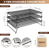 3-Tier Stackable Wire Cooling Rack Set Non-stick, ideal for cooling cookies, pizza, cakes, baking sheets (100 pieces), grilled meats, and cooking - E