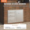 VEVOR Outdoor Kitchen Door Drawer Combo 29.5" W x 22.6" H x 21.7''D, Access Door/Triple Drawers with Propane Drawer and Adjustable Garbage Ring, Perf