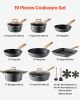 VEVOR 19 Piece Pots and Pans Set, Granite Nonstick Cookware Set, Induction Cookwares, Kitchen RV Cooking Sets with Frying, Sauce, Saute, Tempered Gla