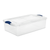 4 Pack 32 Quart Clear Underbed Storage Container with Latch Lid, Blue