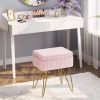 Multifunctional Vanity Stool with Storage, Makeup Chair and Shoe Changing Bench with 4 Gold Metal Legs, Upholstered Ottoman for Bedroom, Living Room,
