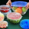 6pcs Silicone Stretch Lids; Reusable Durable Food Storage Lids For Bowls; 6 Different Sizes To Fit Most Containers; Dishwasher And Refrigerator Safe