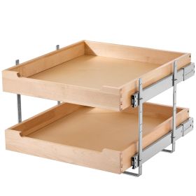 VEVOR 2 Tier Pull Out Cabinet Organizer, 20"W x 21"D Cabinet Drawer, Soft Close Slide out Shelf, Heavy-Duty Sliding Wood Drawer, Adjustable Base Cabi