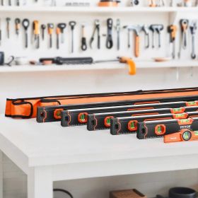 VEVOR 6-Piece Torpedo Level, 78/48/32/24/16/10 Inch Box Levels Set, Bubble Vials Ruler for 45/90/180 Degree, Shock-Proof Aluminum Alloy Magnetic Leve