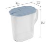 4 Pack 1 Gallon Pitcher, Clear Plastic, Flip-top Spout, Light Blue