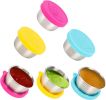 Salad Dressing Containers To Go;  6x1.5 oz Stainless Steel Food Containers with Lids;  Small Silicone Dipping Sauce Cups Toddler Snack Containers Lea