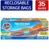 35 Count Heavy Duty Freezer & Refrigerator Storage Bags - Quart Size, Resealable with Easy-Open Tabs, Heavy Duty Heavy Duty Design for Fruits, Vegeta