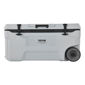 VEVOR Portable Cooler, 74 QT Wheeled Cooler with Ice Retention, Heavy-Duty Handles and Cup Holder, Lightweight Rigid Material Insulated Portable Cool