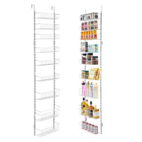 VEVOR Over the Door Pantry Organizer, 9-Tier Pantry Organization and Storage, Heavy-Duty Steel Hanging Spice Rack, Adjustable Wall Seasoning Shelves,
