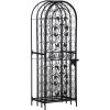 45 Bottle Wrought Iron Wine Rack Jail with Lock - Black