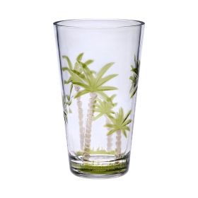 Palm Tree Design Acrylic Glasses Drinking Set of 4 Hi Ball (20oz), Plastic Drinking Glasses, BPA Free Cocktail Glasses, Drinkware Set, Plastic Water