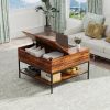 Farmhouse Flip Top Coffee Table with Storage – 31.5" Rustic Wood Grain Table, Hidden Storage Compartment for Living Room, Sturdy Metal Frame – Easy t