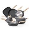 VEVOR 19 Piece Pots and Pans Set, Granite Nonstick Cookware Set, Induction Cookwares, Kitchen RV Cooking Sets with Frying, Sauce, Saute, Tempered Gla