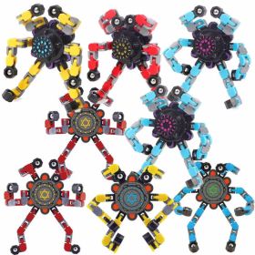 Deformable Fidget Robot, Deformable Fingertip Gyro, Kids DIY Deformable Robot Fingertip Spinner, Spinning Vent Chain Fidget Toys Creative Decompressi