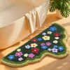 Cute Green Moss Bathroom Runner Rug Long Rectangular Boho Aesthetic Leaf Leaves Bath Mat Shaggy Non Slip Absorbent Shower Mat Decor (Green & Moss, 24