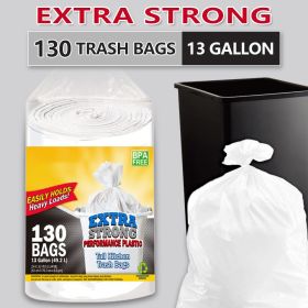 130 Bags 13 Gallon Expandable Heavy-Duty Plastic Multipurpose Disposable Garbage Bags-Super Strong, Leak-Resistant, And Odor-Proof For Bedroom, Kitch