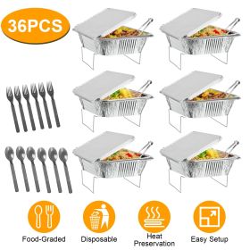 36Pcs Disposable Chafing Dish Buffet Set Food Warmers For Party Buffet Server Catering Supplies With Covers Utensils Half Size Food Pans For Parties