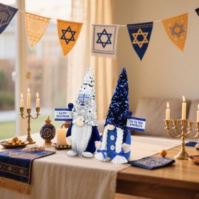 Hanukkah Gnomes Decorations for Home Indoor, Hanukkah Menorah Plush Decor, Jewish, Chanukah Ornaments Jewish Decorations for Party, Table and Tiered