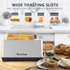4-Slice Toaster, Extra Wide Long Slot Toaster, 6 Browning Settings, Bagel/Defrost/Reheat Functions, Removable Crumb Tray, Upgraded Stainless Steel, S