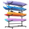82"H Kayak Storage Rack, Heavy Duty Freestanding Kayak Storage Rack – Adjustable 8 Kayak Stand with Wheels for Garage, Indoor & Outdoor Use, 58"D*45.