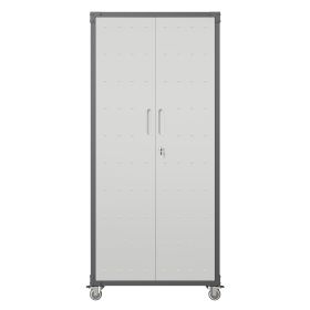 71" Metal Garage Storage Cabinet with Wheels - Heavy-Duty Tool Storage Cabinet for Home, Office, School, and Garage Organization, Black/Gray