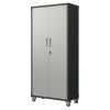 71" Metal Garage Storage Cabinet with Wheels - Heavy-Duty Tool Storage Cabinet for Home, Office, School, and Garage Organization, Black/Gray