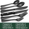 24-Piece Black Silverware Set with Steak Knives, Flatware for 4,