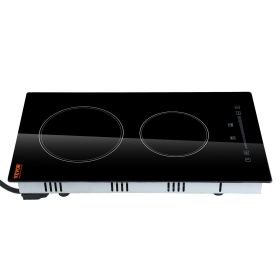 VEVOR Built in Electric Stove Top, 20 x 11.6 inch 2 Burners, 240V Glass Radiant Cooktop with Sensor Touch Control, Timer & Child Lock Included, 9 Pow