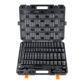 VEVOR 1/2" Drive Impact Socket Set, 65 Piece Socket Set SAE 3/8" to 1-1/4" and Metric 10-24mm, 6 Point Cr-V Alloy Steel for Auto Repair, Rugged Const