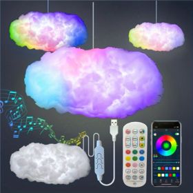 3D Big Cloud Light Kit, Music Sync RGB Multicolor Changing Strip Lights DIY Decorations Cloud Light Lamp For Gaming Room Home Bedroom Party Decor -1P