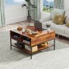 Farmhouse Flip Top Coffee Table with Storage – 31.5" Rustic Wood Grain Table, Hidden Storage Compartment for Living Room, Sturdy Metal Frame – Easy t