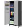 71" Metal Garage Storage Cabinet with Wheels - Heavy-Duty Tool Storage Cabinet for Home, Office, School, and Garage Organization, Black/Gray
