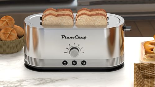 4-Slice Toaster, 7 Browning Settings, Defrost/Reheat Functions, Removable Crumb Tray, Full body Stainless Steel Housing, Anti-Fingerprint, Anti-Jam,