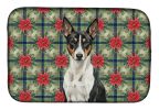 Black and White Basenji Christmas PoinsettIas Dish Drying Mat Absorbent Dish Drying Mat Pad for Kitchen Counter Dish Drainer Mat for Countertop, 14 x