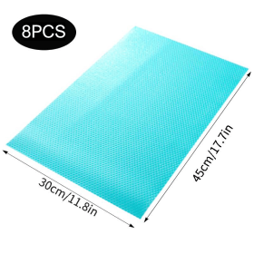 4 /8/12Pcs Refrigerator Liners; Washable Mats Covers Pads; Home Kitchen Gadgets Accessories Organization For Top Freezer Glass Shelf Wire Shelving Cu (Color: Blue-8pcs)