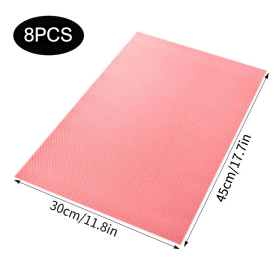 4 /8/12Pcs Refrigerator Liners; Washable Mats Covers Pads; Home Kitchen Gadgets Accessories Organization For Top Freezer Glass Shelf Wire Shelving Cu (Color: Pink-8pcs)