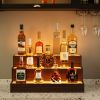 LED Lighted Liquor Bottle Display Shelf, 24 Inch Bar Display Shelf, DIY Illuminated Bottle Shelf with App & Remote Control, 3 Step Freestanding Holdi