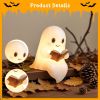 Cute Ghost Reading Book Lamp, Cute Halloween Ghost Night Light, Light up Ghosts Halloween Decorations for Indoor Home Table Centerpiece Bedroom Shelf