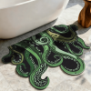 Green And Purple Cthulhu Rugs Water Absorbent Bath Mat Octopus Anime Rug Graphic Gothic Bathroom Rugs Fantasy Decorate, Non Slip Backing, Unique Gift