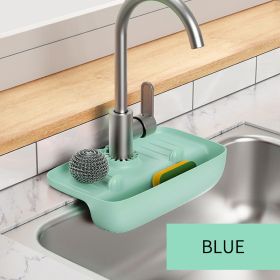 1pc Splash Guard For Sink Faucet; 10.63"x5.51"; Faucet Drain Rack; Super Absorbent Fast Drying Mat Sink Gadgets; Drip Catcher For Kitchen; Drain Stor (Color: Blue)