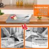 Stainless Steel Cutting Board for Kitchen - Large 304 Chopping Boards with Lid and Non-Slip Pad for Countertop, Suitable for Meat Vegetables Bread an
