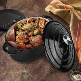 Cast iron soup POTS are suitable for various tools, such as ceramic, gas, induction cookers or barbecue grills. It can be used for cooking, baking an (Color: Black)