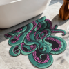 Green And Purple Cthulhu Rugs Water Absorbent Bath Mat Octopus Anime Rug Graphic Gothic Bathroom Rugs Fantasy Decorate, Non Slip Backing, Unique Gift
