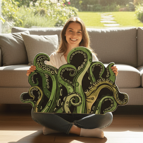 Green And Purple Cthulhu Rugs Water Absorbent Bath Mat Octopus Anime Rug Graphic Gothic Bathroom Rugs Fantasy Decorate, Non Slip Backing, Unique Gift (Color: Green, size: 18*27in)