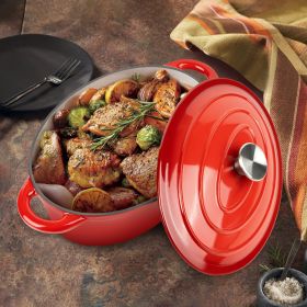 Cast iron soup POTS are suitable for various tools, such as ceramic, gas, induction cookers or barbecue grills. It can be used for cooking, baking an (Color: Gradient red)