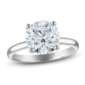 3.50 CTW Round Lab-Grown Diamond Solitaire Engagement Ring in 14K White Gold (F/VS, AGI Certified) (size: 8)
